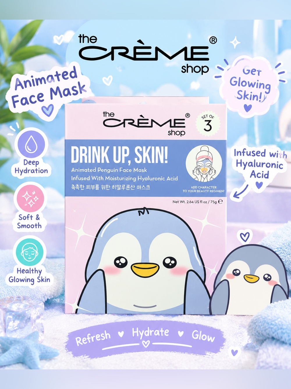 The Crème Shop Drink Up, Skin! Animated Penguin Face Mask